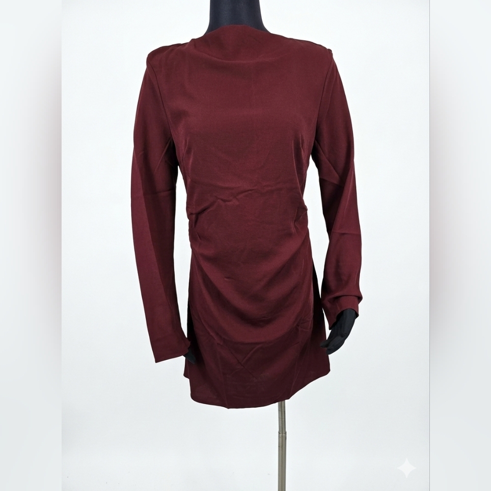 Mango Deep Red Long Sleeve Dress